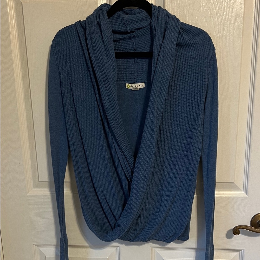 Amino Blue Crossover Front Wrap Sweater